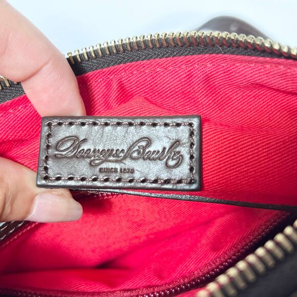 Dooney & Bourke Suede Letter Carrier Bag Crossbody Chocolate Brown - Picture 7 of 12